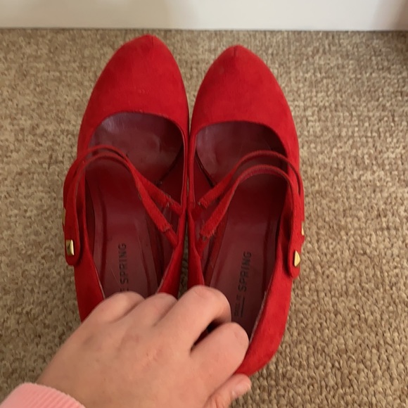 Call it spring Red suede wedges! - Picture 4 of 5